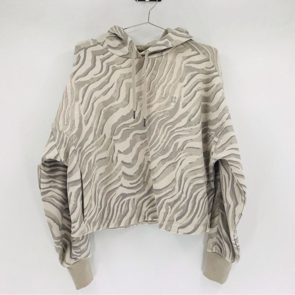 Sweaty Betty Zebra Print Hoodie - Cream and Gray